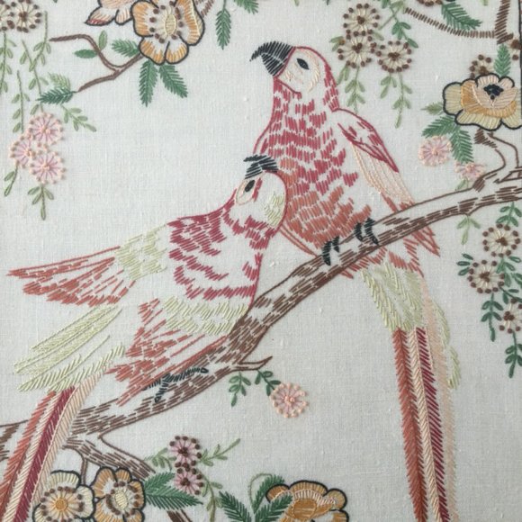 Vintage T.Eaton Co hand embroidery picture wall hangings framed flowers & birds - Picture 3 of 10